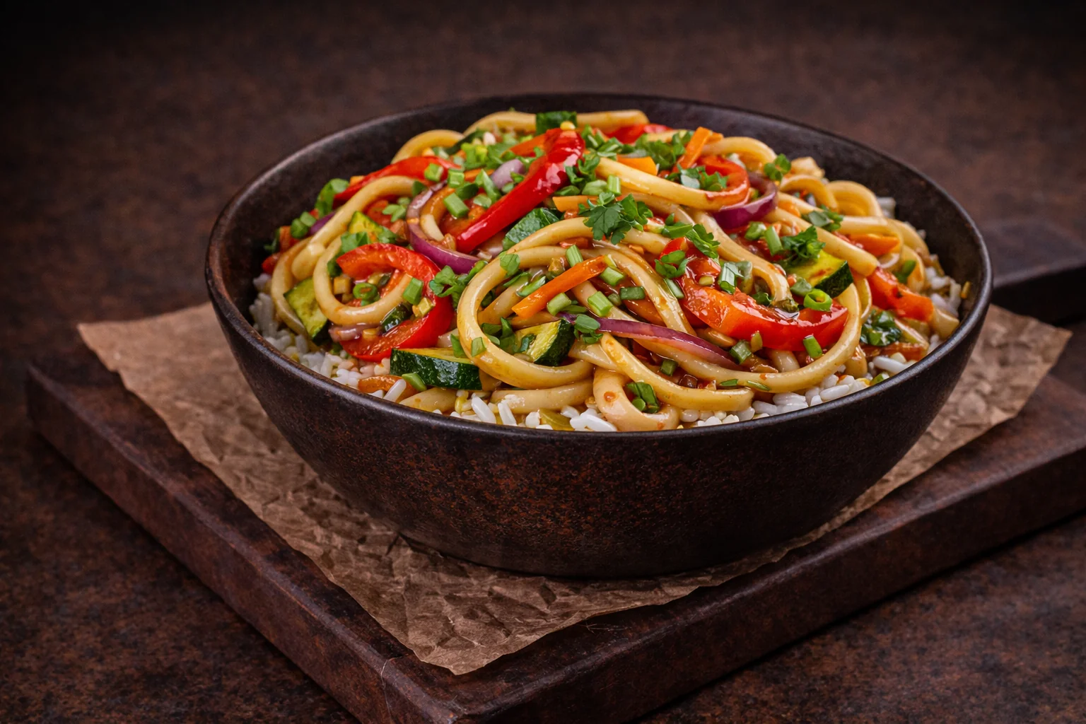 Лапша удон с овощами