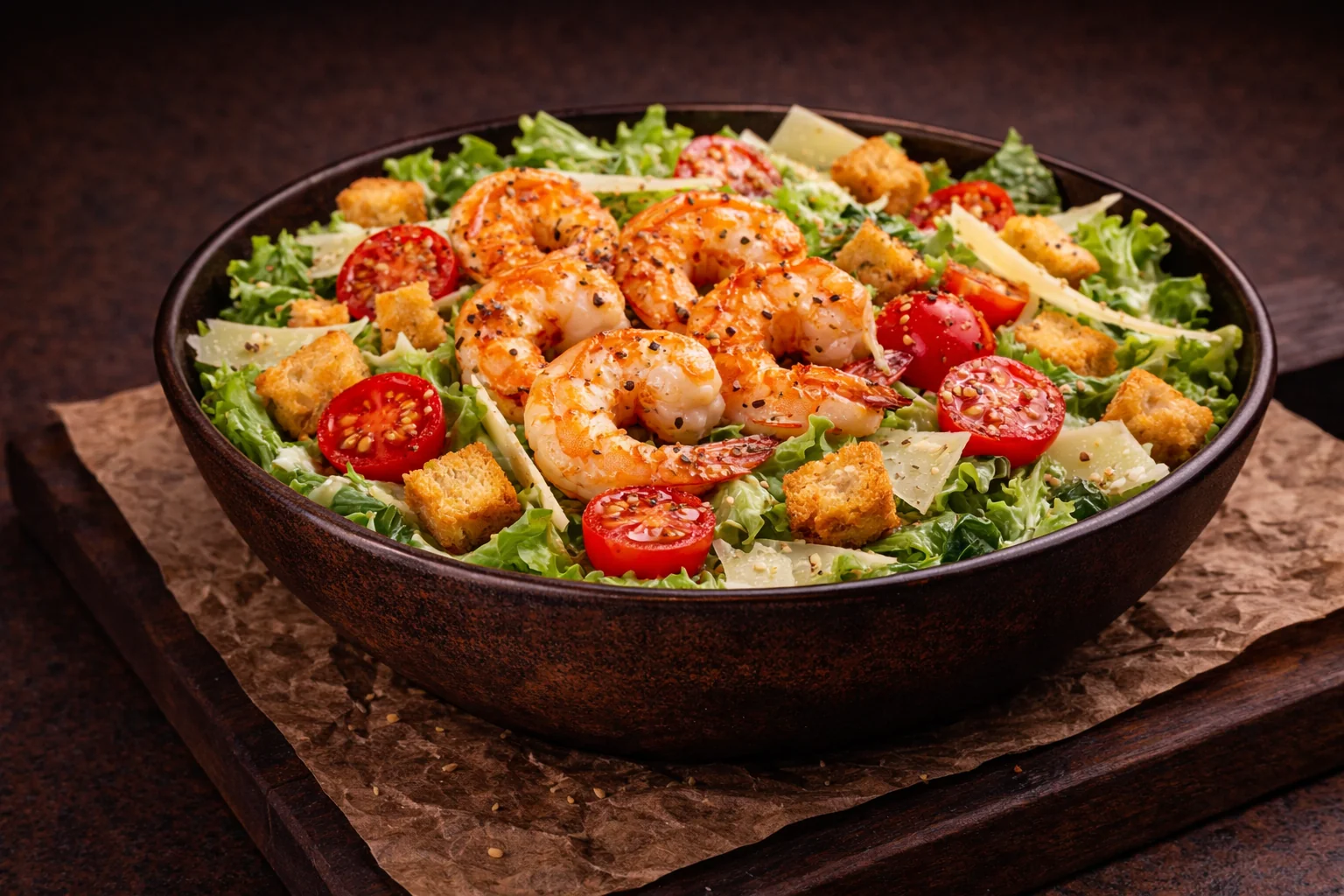 Салат Цезарь с креветкой