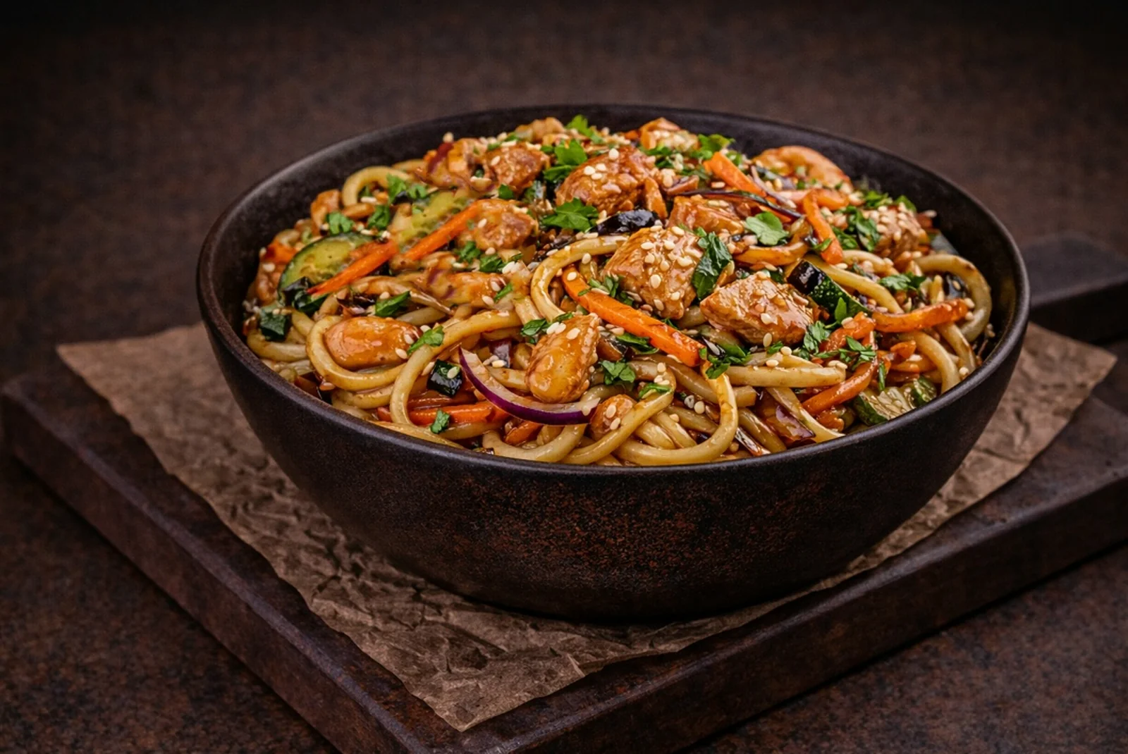 Удон с курицей